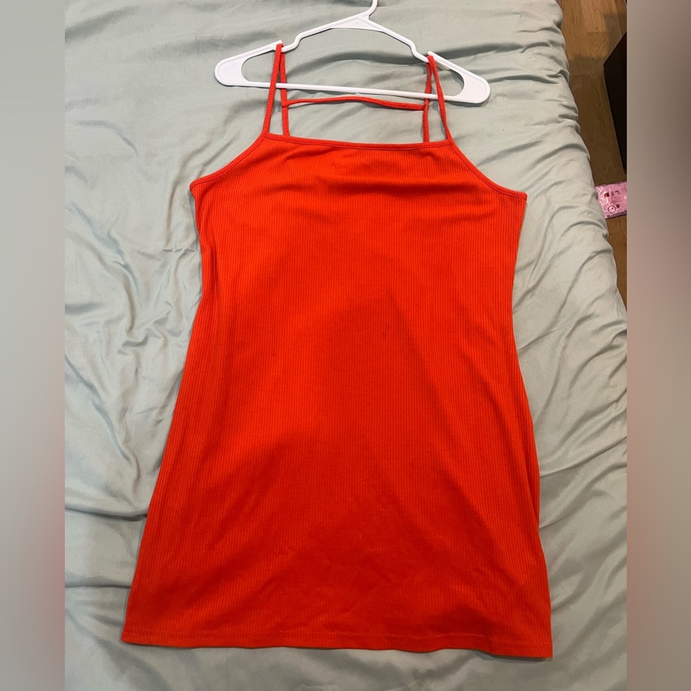 Red mini dress with back cutout